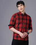 Cotton Check Print Casual Shirt For Men's